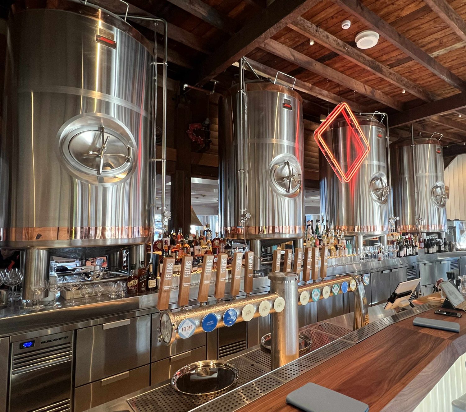 Felons brewery bar and tanks